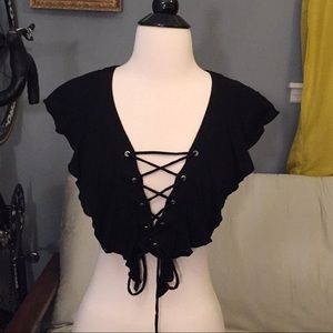 Lace up crop top